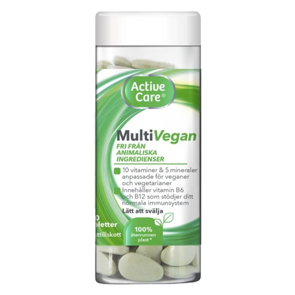 Active Care MultiVegan-flaske med 120 kapsler.