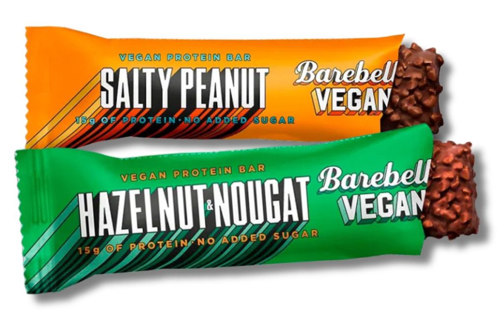 Barebells vegansk proteinbar i indpakning.