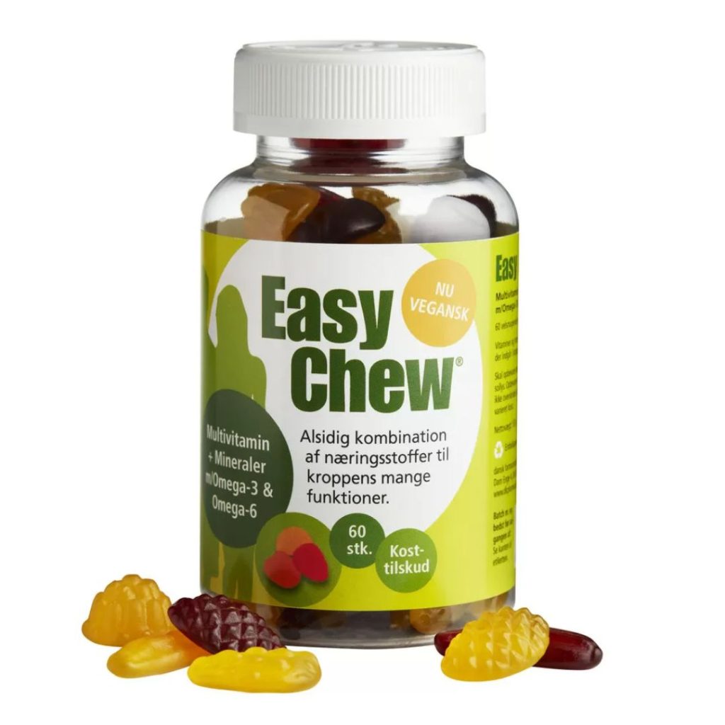EasyChew Multivitamin + Mineraler-flaske med 60 gummies.