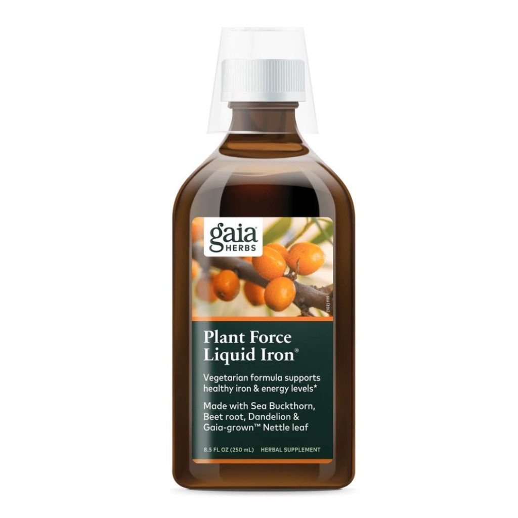 Billede af Gaia Herbs Plant Force Liquid Iron i en flaske.