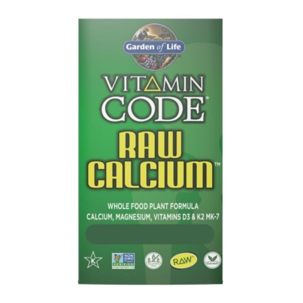 Garden of Life RAW Calcium kapsler i glasbeholder.