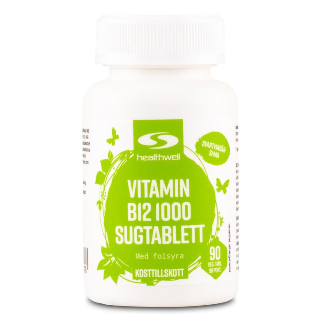 Healthwell Vitamin B12 1000 Sugetabletter flaske