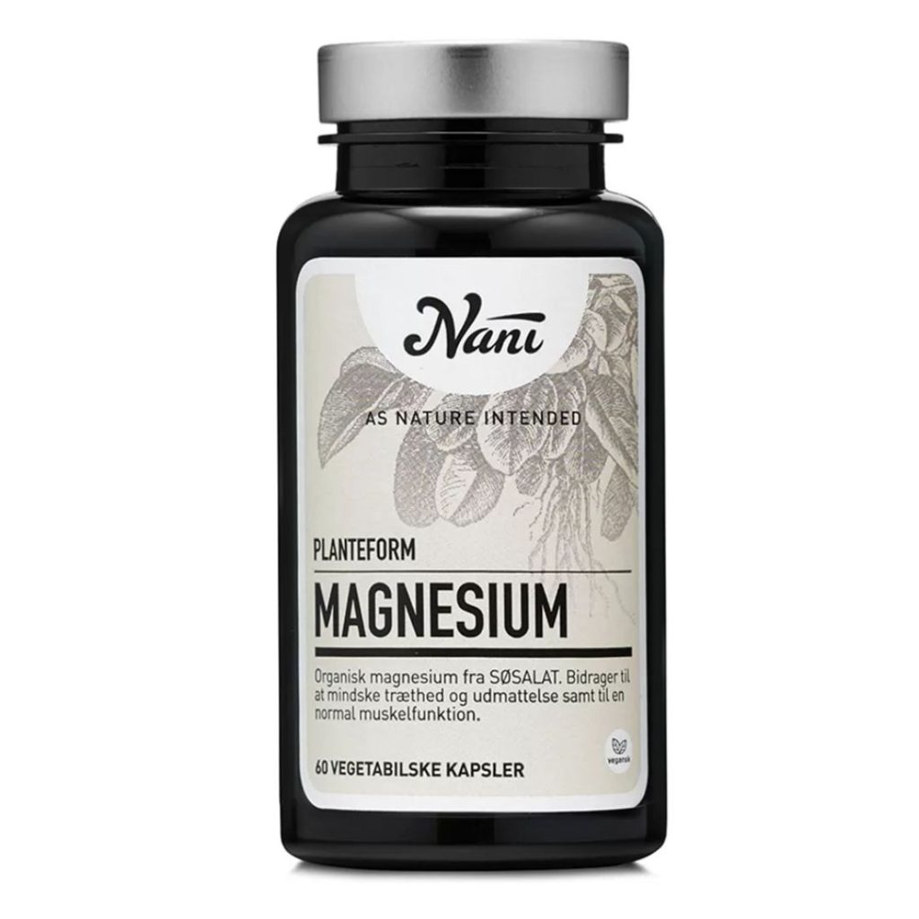 Flaske med Nani Magnesium kosttilskud, 60 vegetabilske kapsler.
