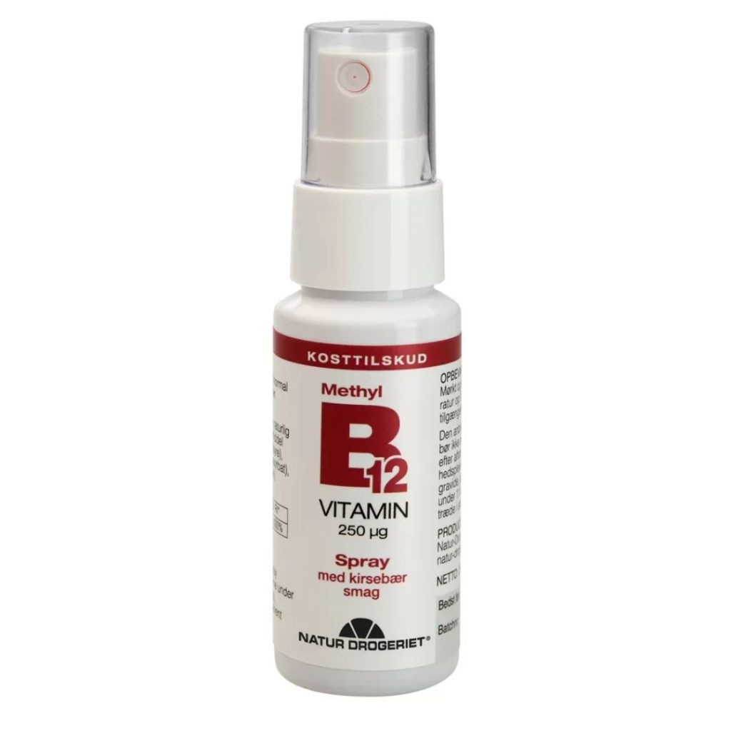 En flaske Natur-Drogeriet B12-vitamin Spray 250 µg.