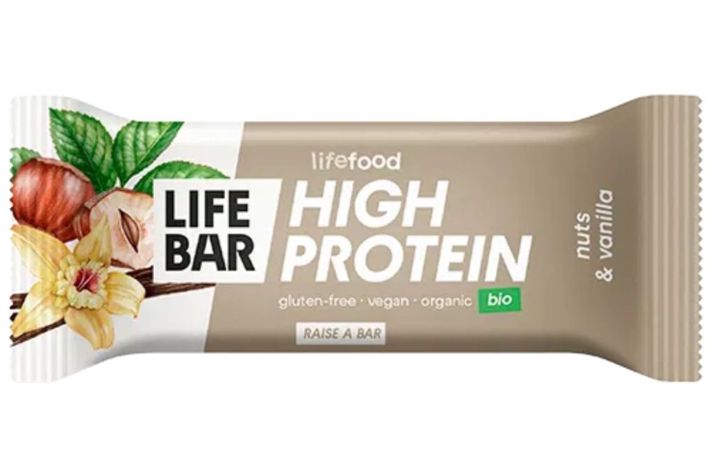 NatureSource Lifefood LifeBar Protein med nødder og vanilje.