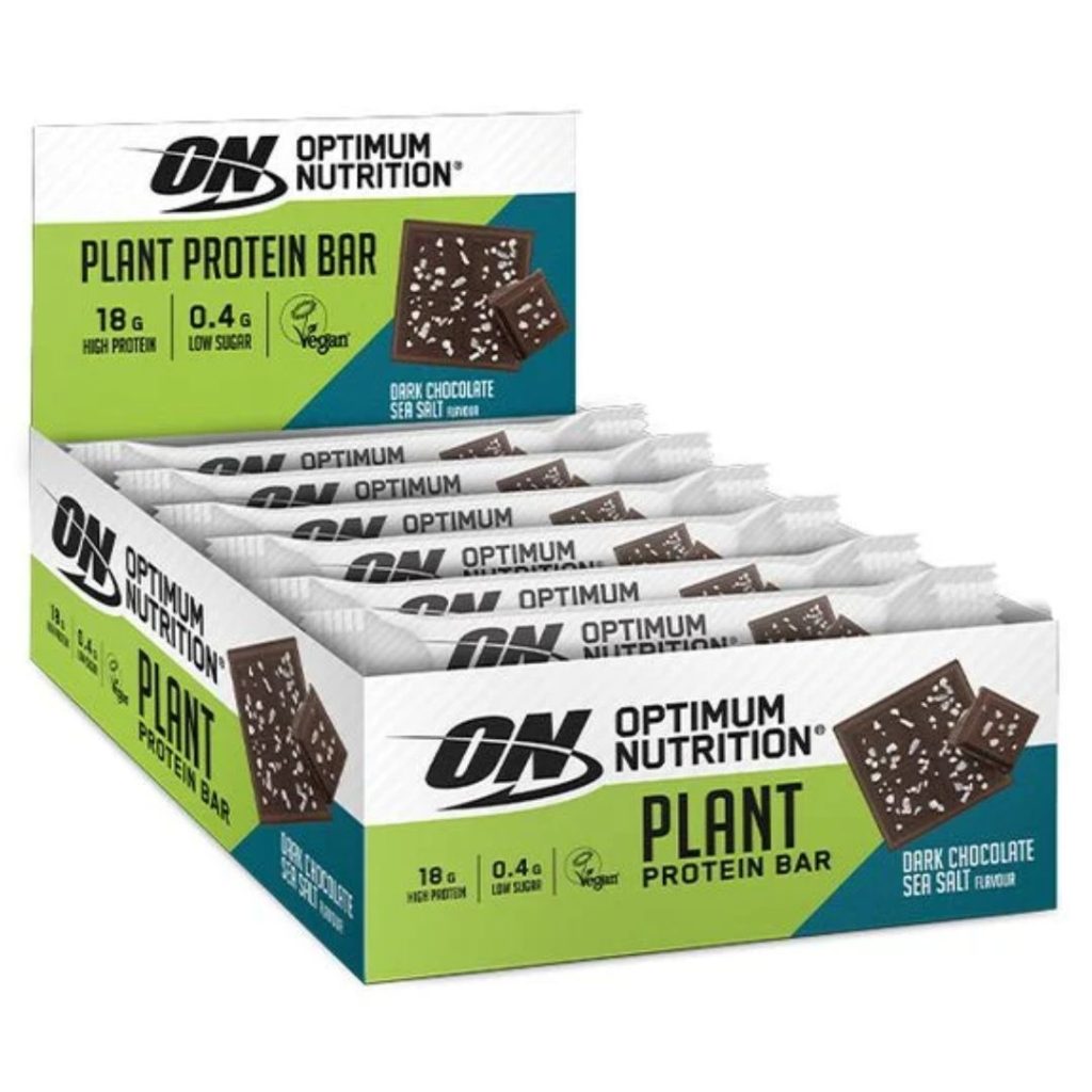 Optimum vegansk proteinbar i indpakning.