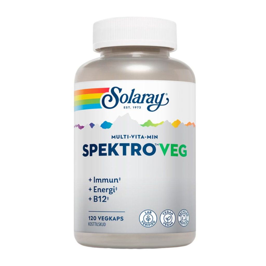 Solaray SpektroVEG Multi-Vita-Min-flaske med 120 kapsler.