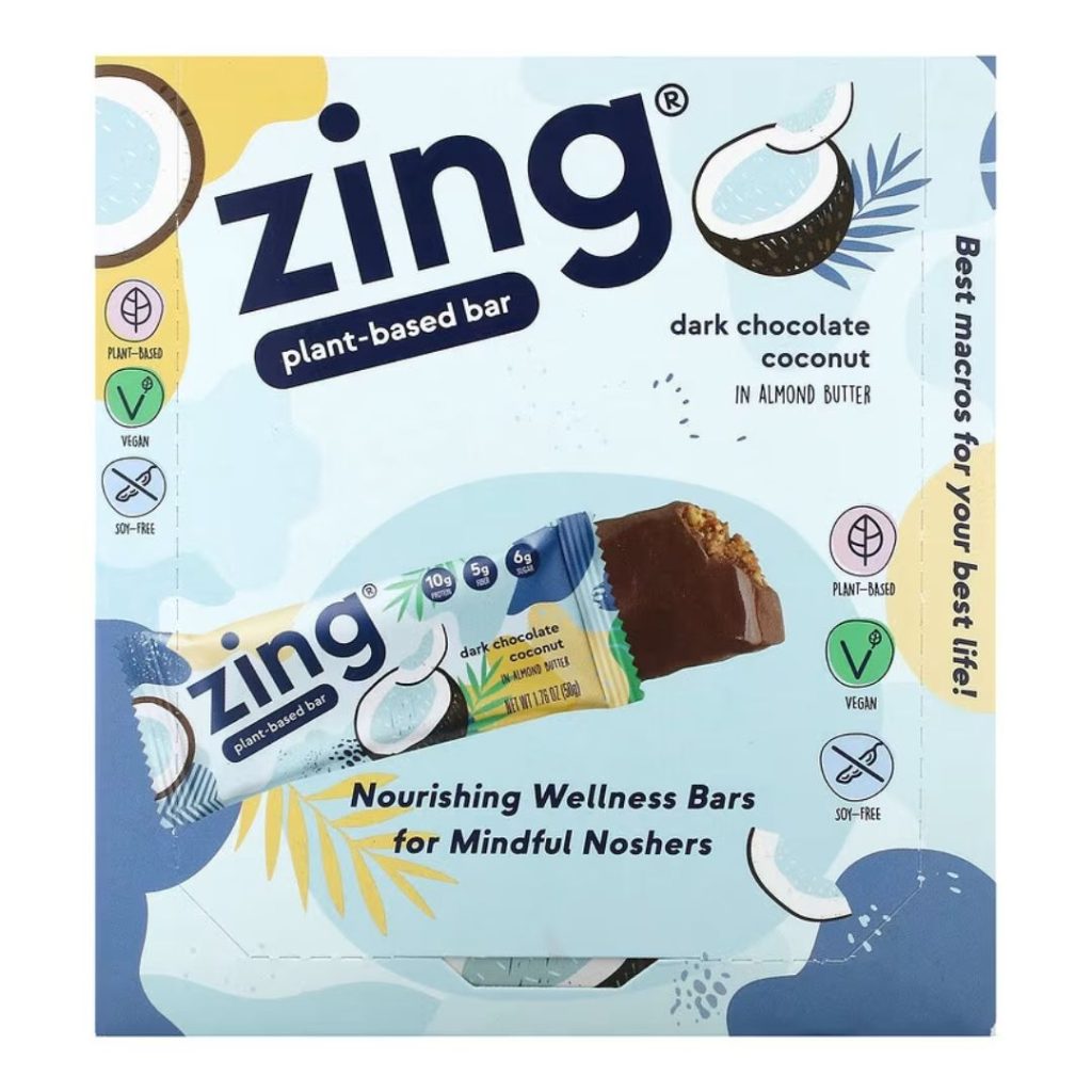 Zing Bars vegansk proteinbar med mørk chokolade og kaffe.