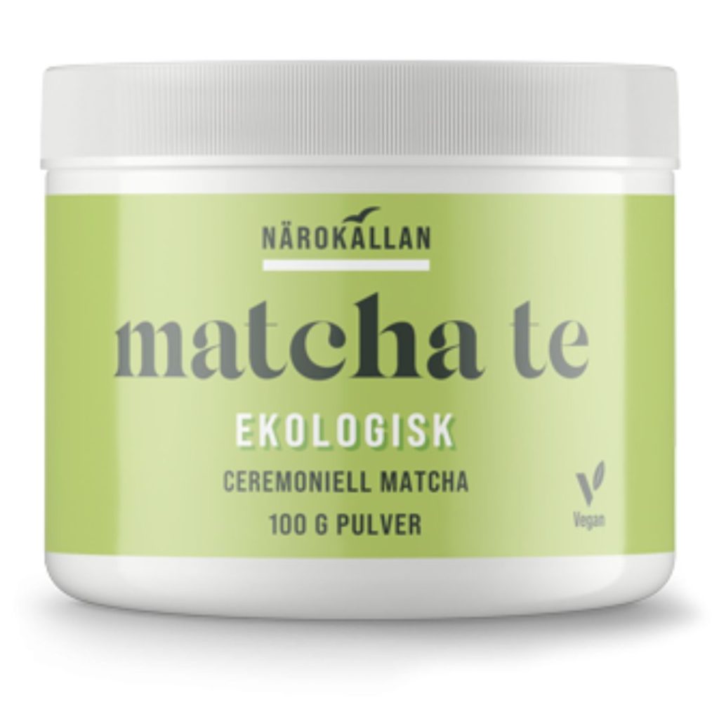 Närokällan Økologisk Ceremoniel Matcha i en grøn pose med nordisk design.