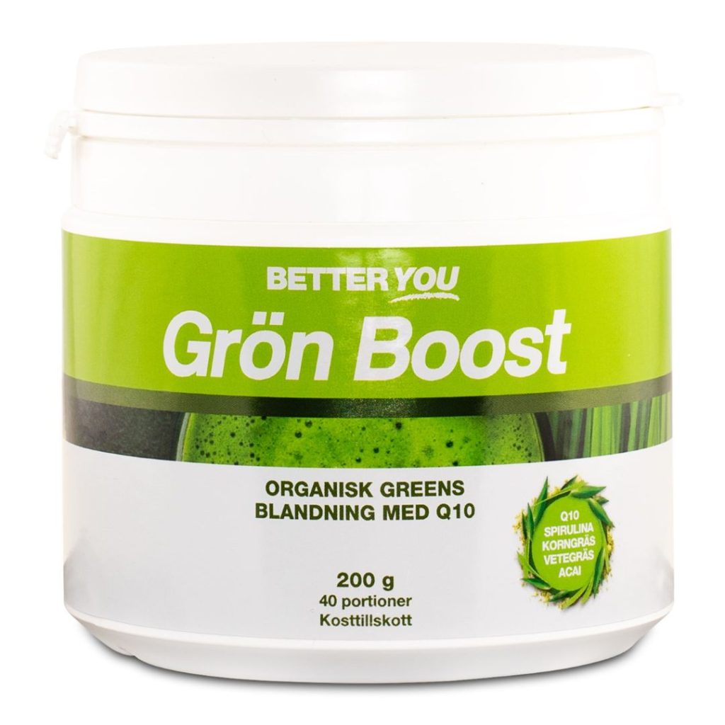 Better You Grøn Boost Pulver, 200g, økologisk blanding med Q10.