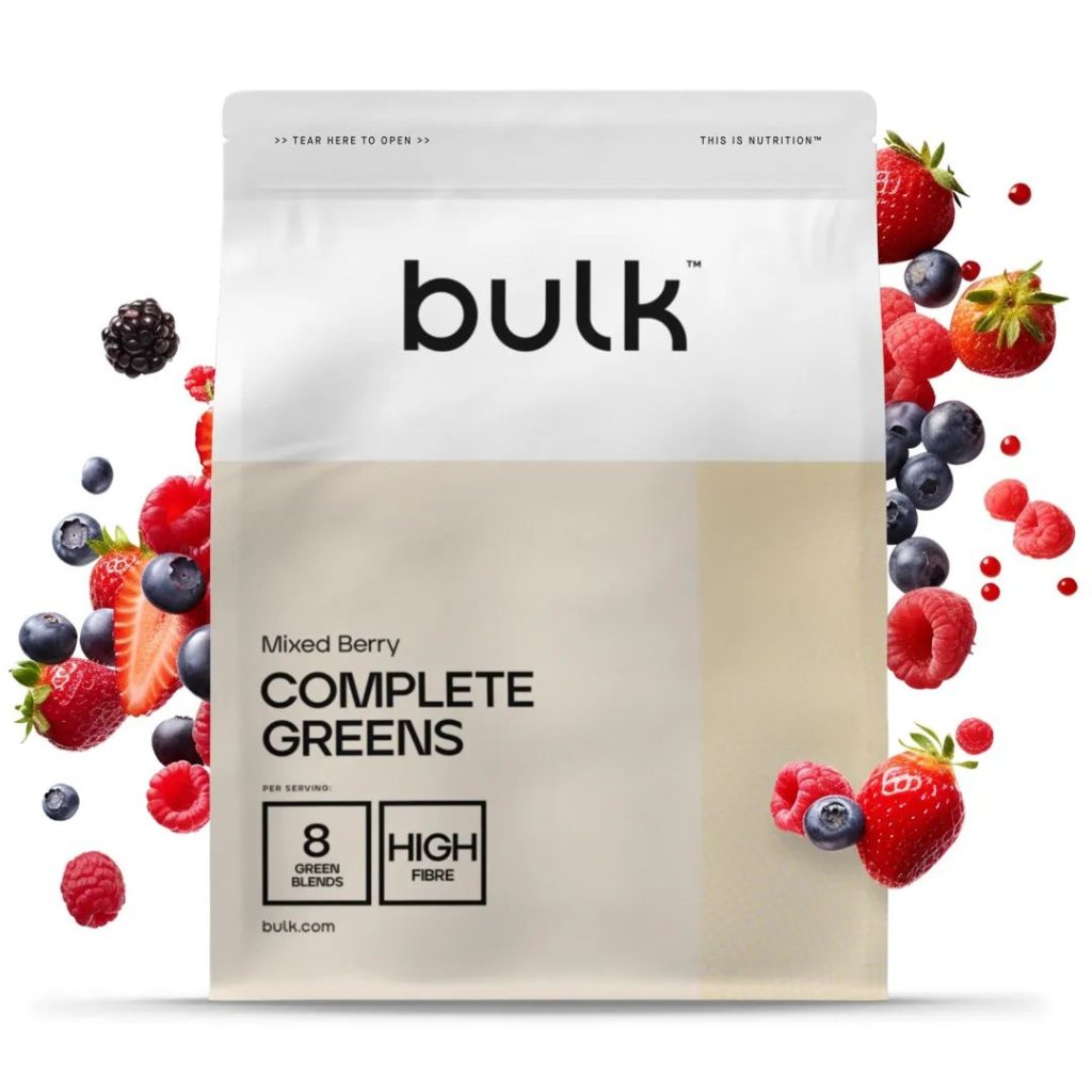 Bulk Complete Greens, 1 kg, en superfood-blanding med 8 grøntsagsblandinger.