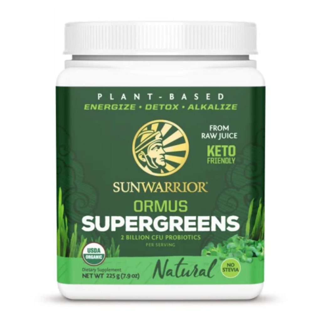 Sunwarrior Ormus Super Greens, 225g, plantebaseret superfood pulver.