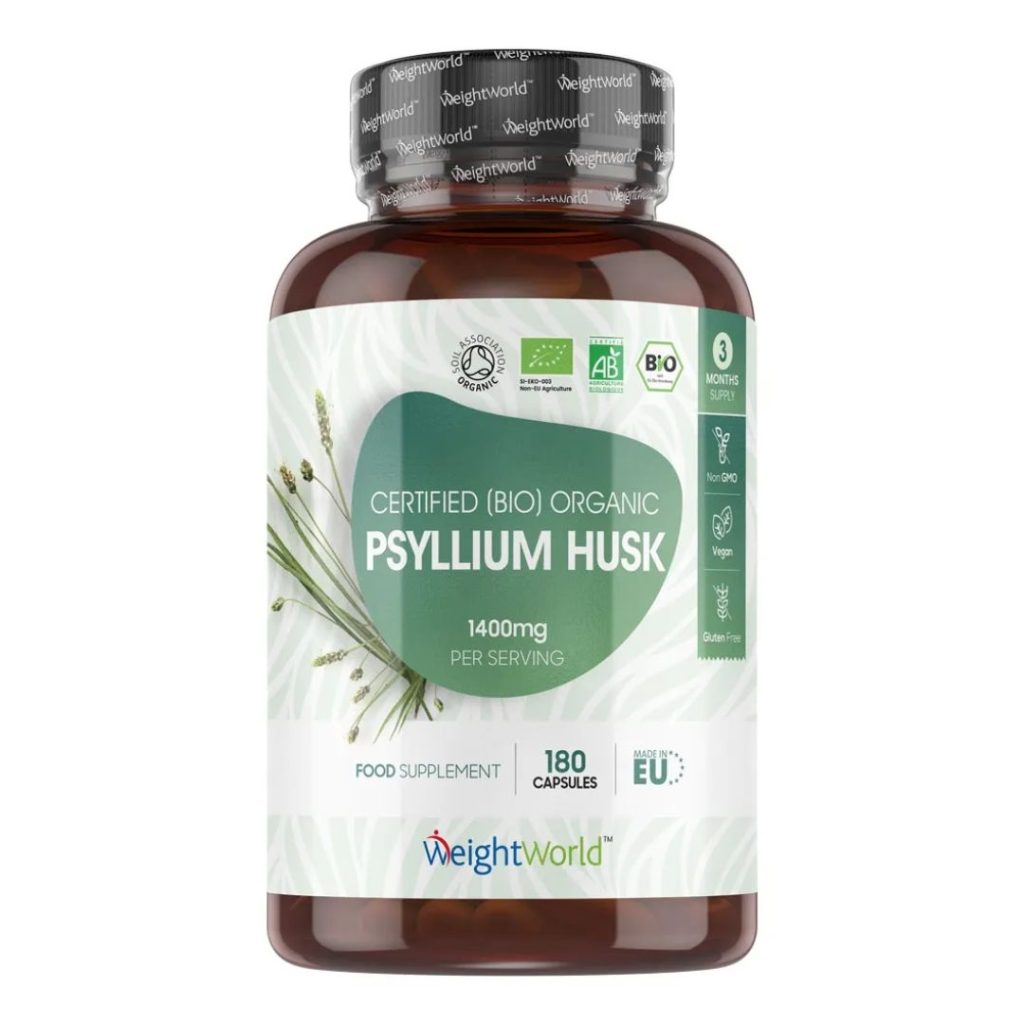 WeightWorld økologisk psyllium husk i kapsler, 1400 mg pr. servering.
