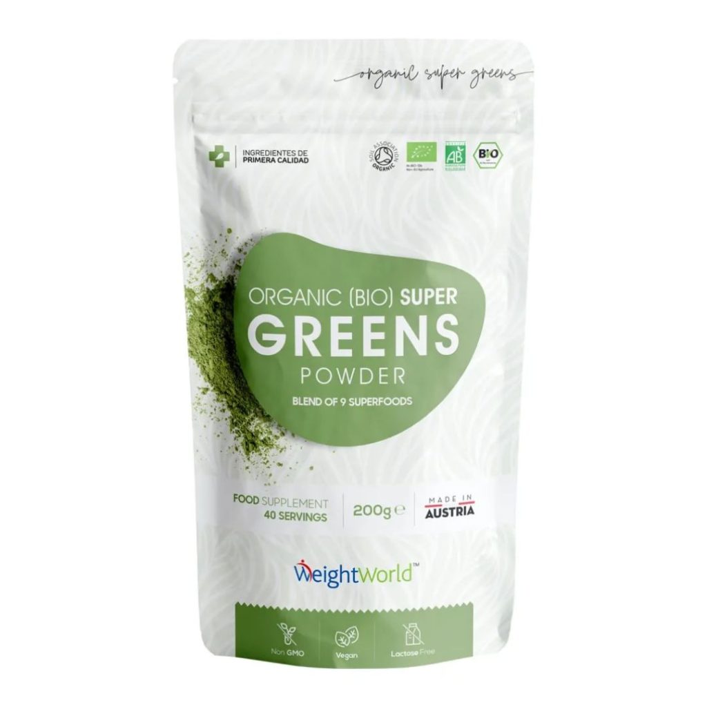 WeightWorld Økologisk Super Greens Pulver, 200g superfood-blanding.