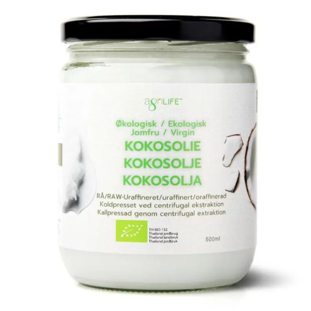 Agrilife økologisk koldpresset jomfru kokosolie.