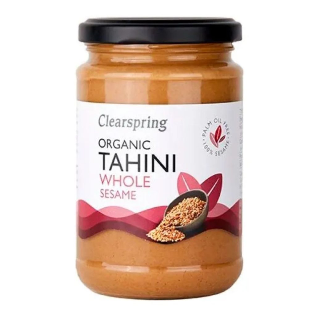 Et glas Clearspring Organic Whole Sesame Tahini, 250 g.