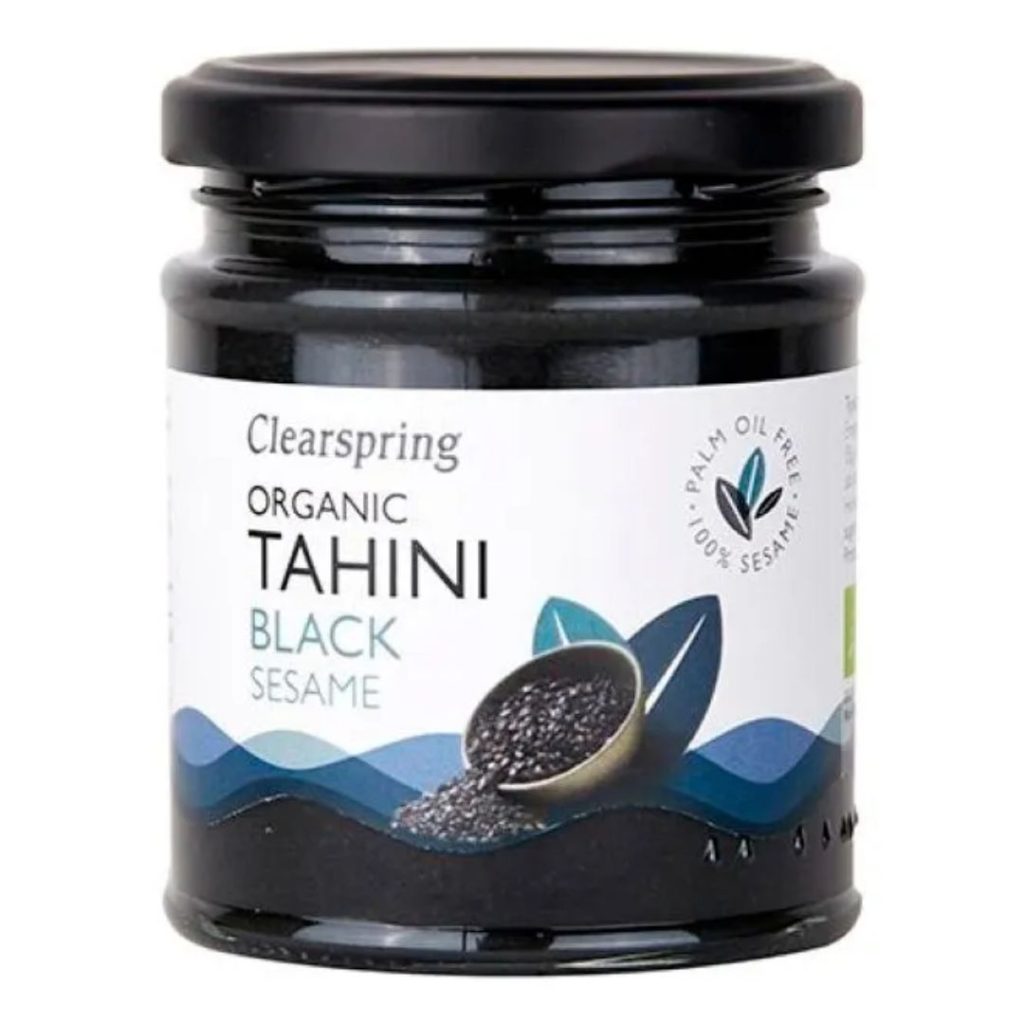 Et glas Clearspring Organic Black Sesame Tahini, 150 g.