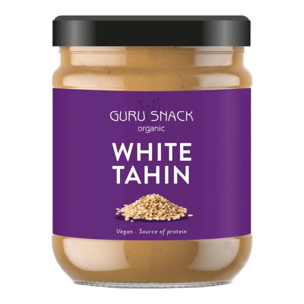 Et glas Guru Snack Organic White Tahin, 300 g.