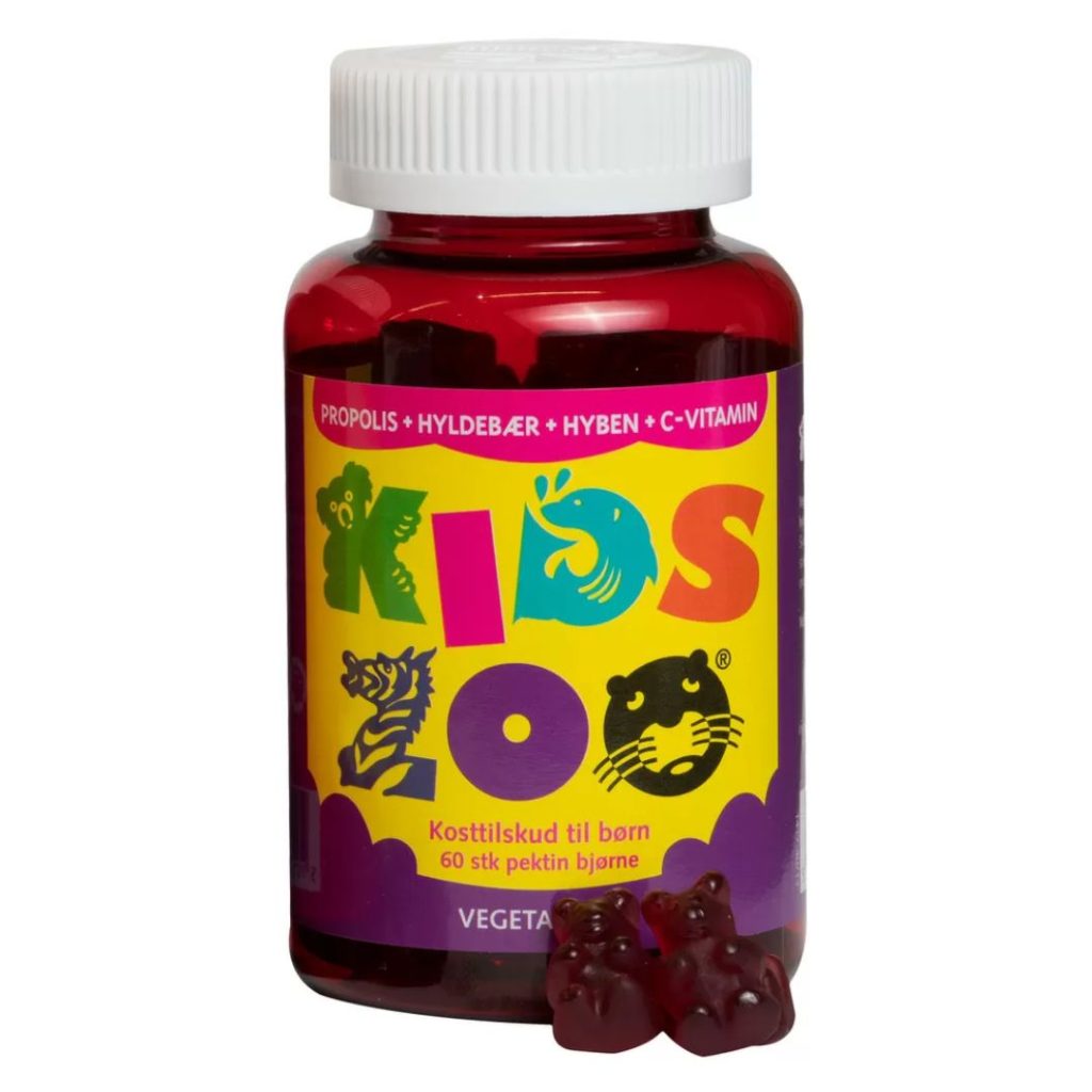 Kids Zoo Propolis + C vitaminer til børn, formet som små bjørne.