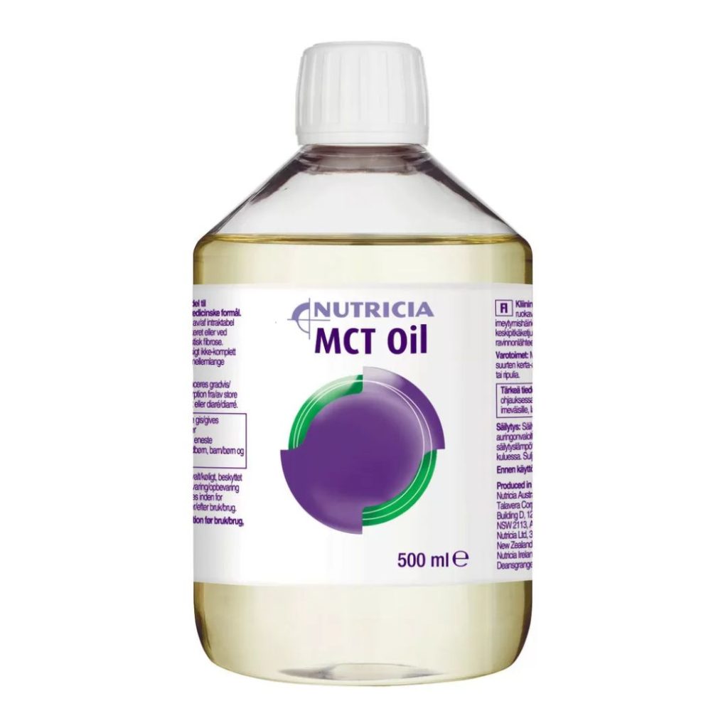 Flaske med Nutricia MCT Olie, 500 ml.