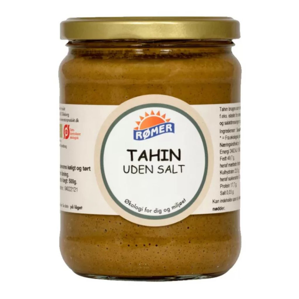 Rømer Tahin uden salt i en glasbeholder.
