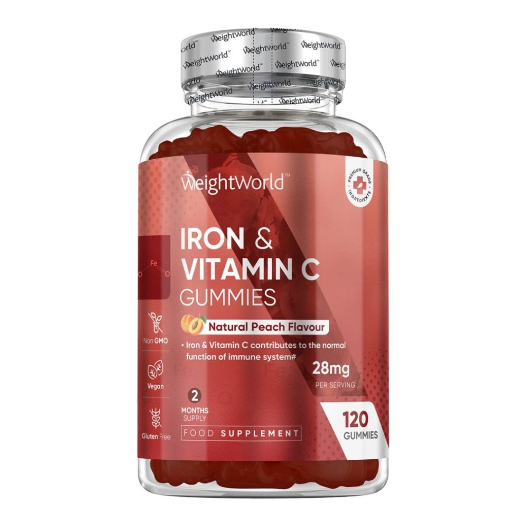 WeightWorld Jern og C-vitamin gummies med ferskensmag.