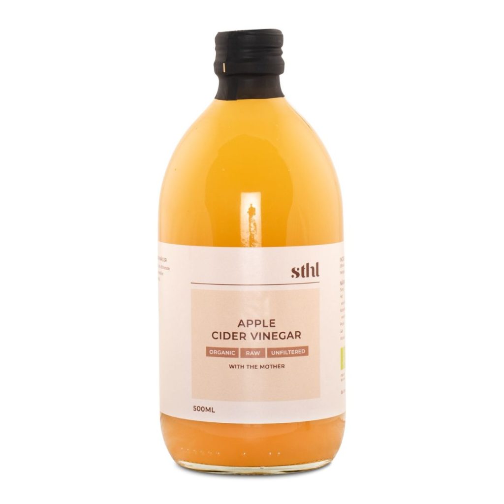 Flaske med STHL Økologisk Æblecidereddike, 500 ml.