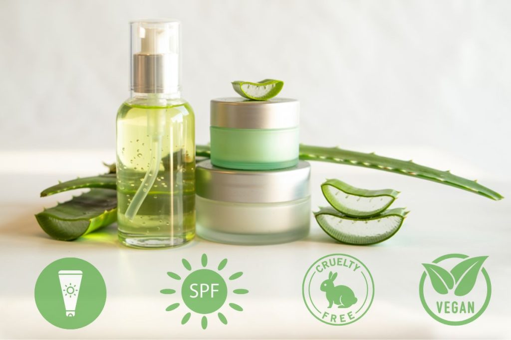 Aloe vera-baserede hudplejeprodukter med cruelty-free og vegansk mærkning