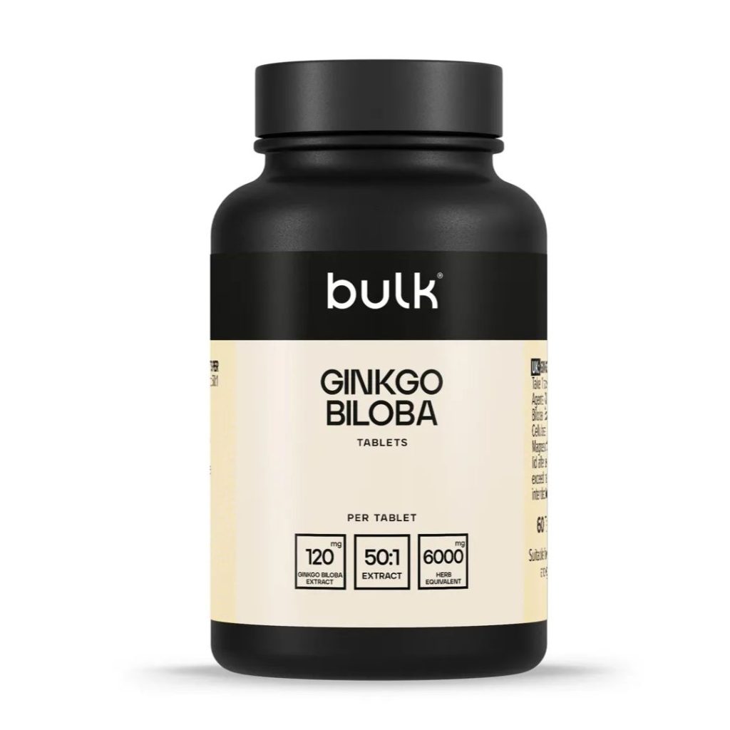 Flaske med Bulk Ginkgo Biloba tabletter 6000 mg