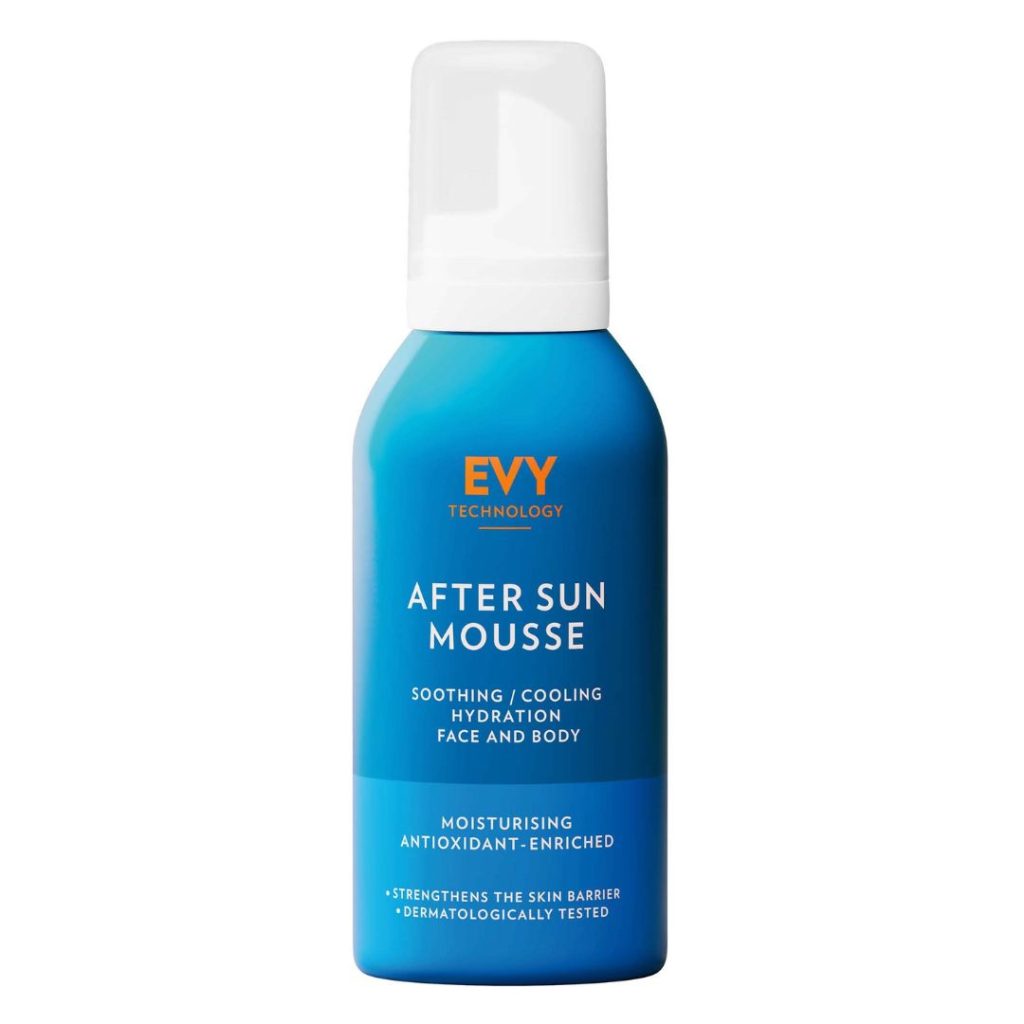 EVY After Sun Mousse i blå flaske med hvid pumpe