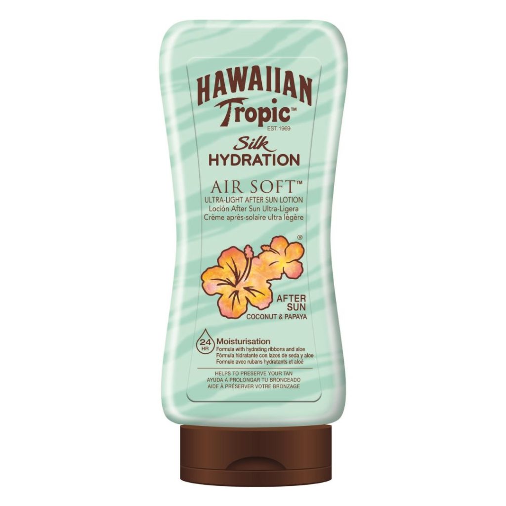 Hawaiian Tropic Silk Hydration After Sun med kokos og papaya i grøn bølget tube