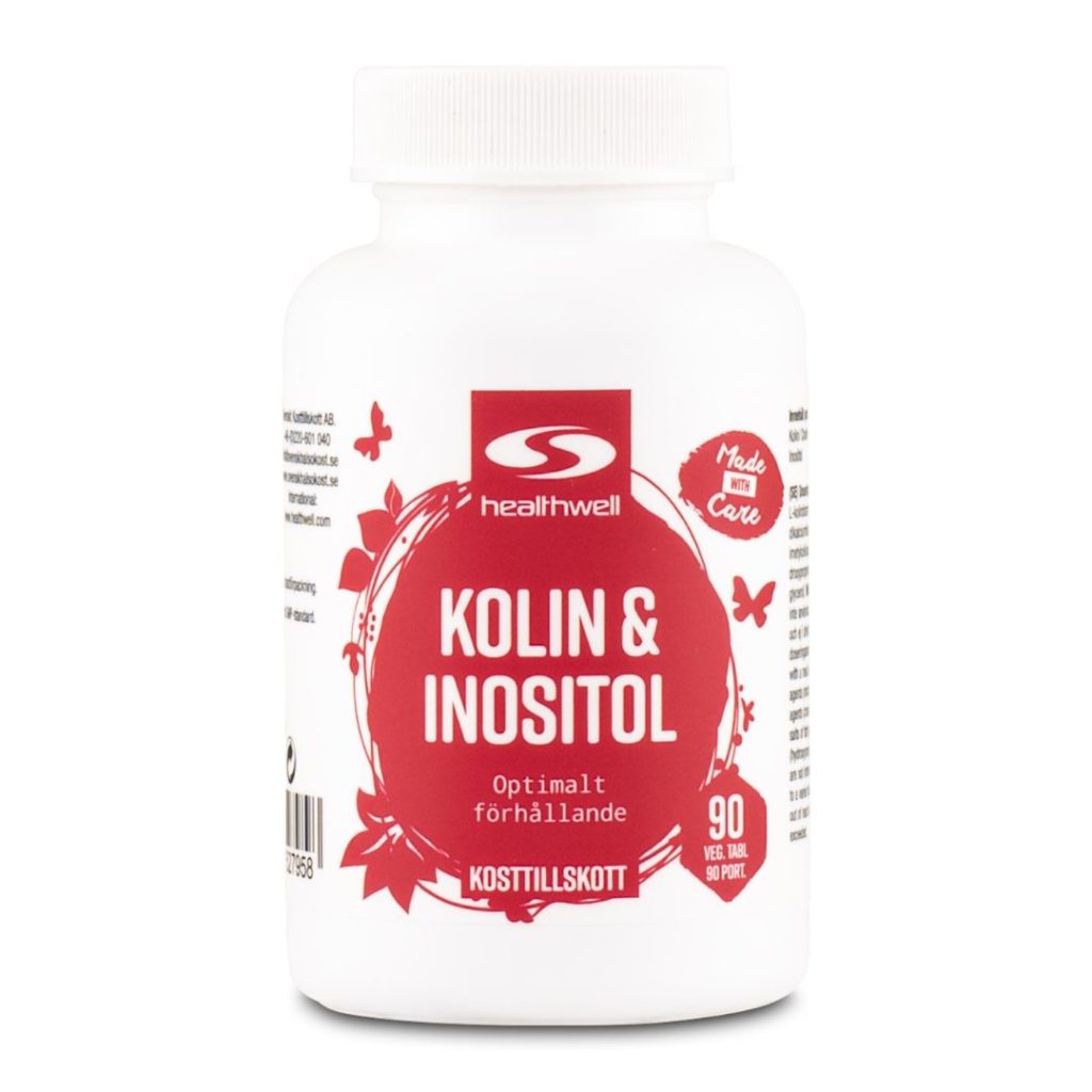 Glas med Healthwell Kolin & Inositol, 90 veganske tabletter