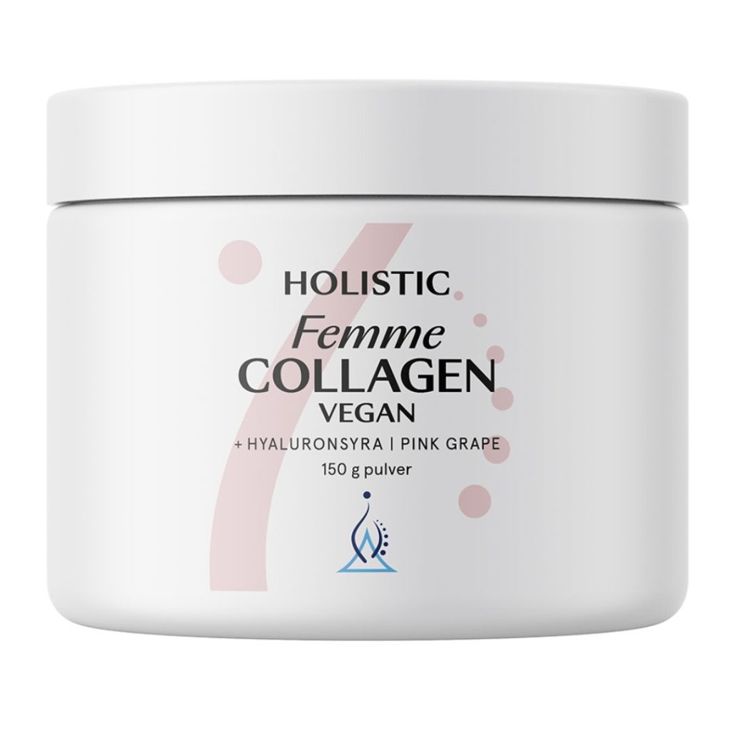 Holistic Femme Collagen Vegan i hvid bøtte med lyserød grafik