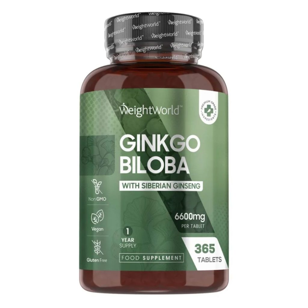 Glas med WeightWorld Ginkgo Biloba og Sibirisk Ginseng 6600 mg