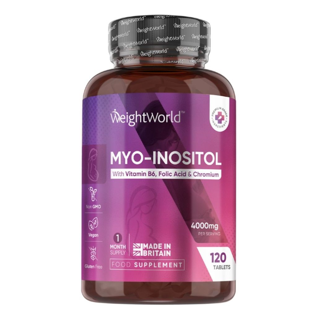 Glas med WeightWorld Myo-Inositol 4000 mg, 120 tabletter