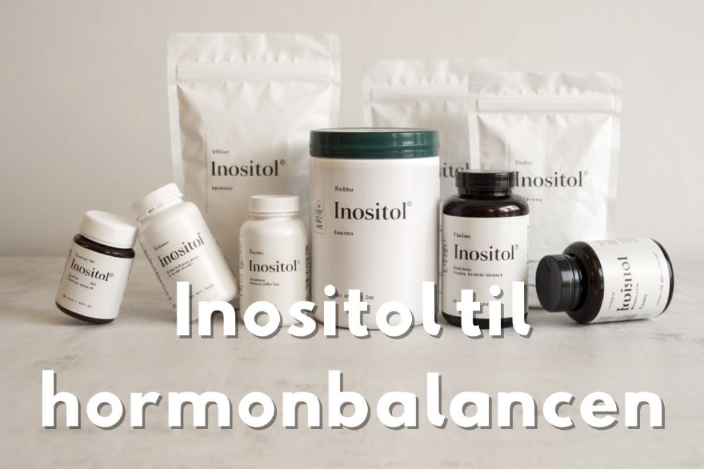 Forskellige typer inositoltilskud med teksten "Inositol til hormonbalancen"